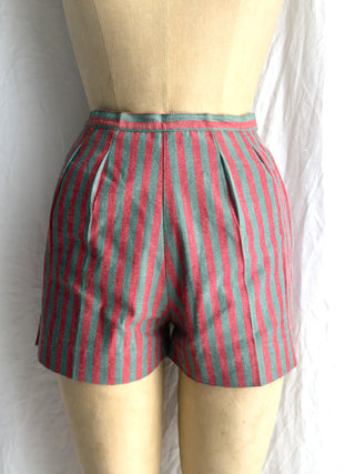 1940s French Striped Cotton Shorts