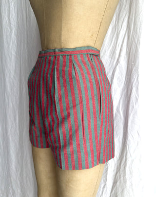 1940s French Striped Cotton Shorts