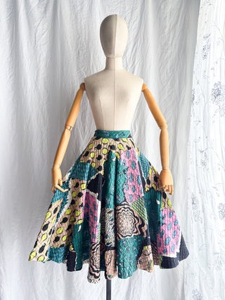 1950s Novelty Fish Print Quilted Cotton Skirt