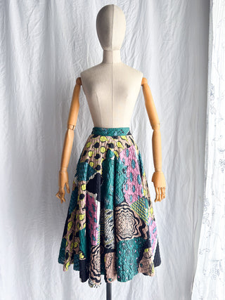 1950s Novelty Fish Print Quilted Cotton Skirt