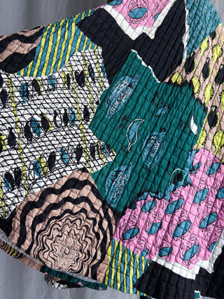 1950s Novelty Fish Print Quilted Cotton Skirt