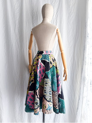 1950s Novelty Fish Print Quilted Cotton Skirt