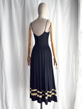 1970s Jean Charma Black Jersey Dress