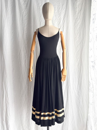 1970s Jean Charma Black Jersey Dress
