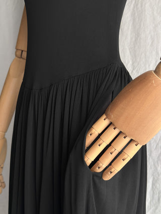 1970s Jean Charma Black Jersey Dress