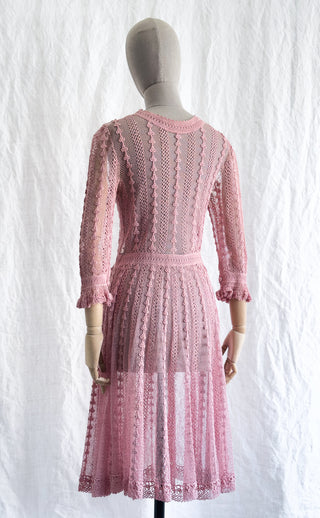 1970s Pink Crochet Dress
