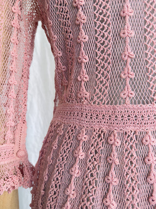 1970s Pink Crochet Dress