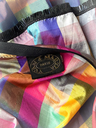 1980s Rainbow Plaid Silk Skirt