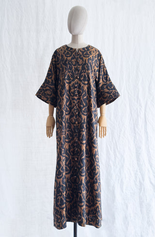 1970s Balmain Printed Thai Silk Caftan Dress |
