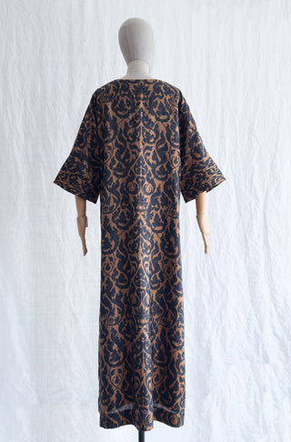 1970s Balmain Printed Thai Silk Caftan Dress |