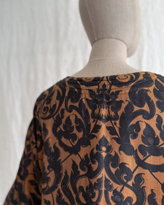 1970s Balmain Printed Thai Silk Caftan Dress |