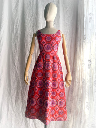 1970s Design Thai Quilted Cotton Maxi Dress
