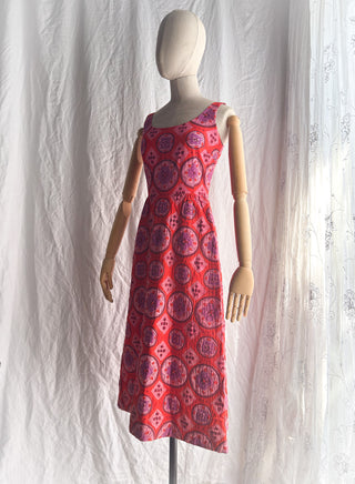 1970s Design Thai Quilted Cotton Maxi Dress