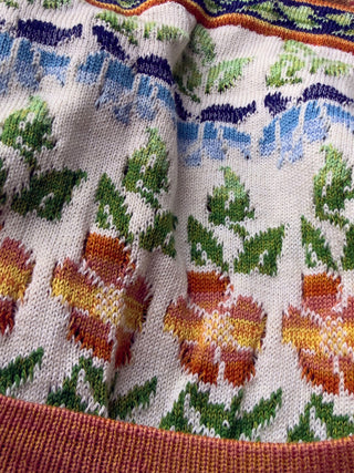 1970s Clutch Cargo Balloon Sleeve Knit Cardigan Sweater