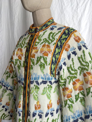 1970s Clutch Cargo Balloon Sleeve Knit Cardigan Sweater