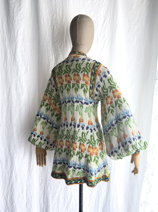 1970s Clutch Cargo Balloon Sleeve Knit Cardigan Sweater