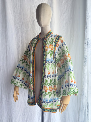 1970s Clutch Cargo Balloon Sleeve Knit Cardigan Sweater