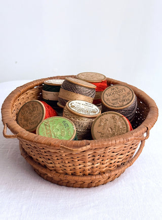 Vintage Basket of Antique Crochet & Knitting Silk
