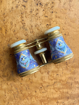 Antique French Lemaire Floral & Bird Enamel Opera Glasses
