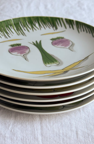 1970s Vegetable Face Salad Plates - Set of 6