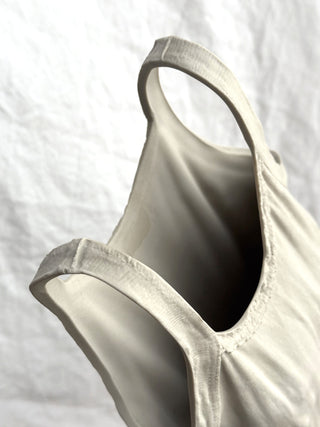 1980s Michel Harvey Bisque Porcelain Trompe L'oeil Tank Top Vase